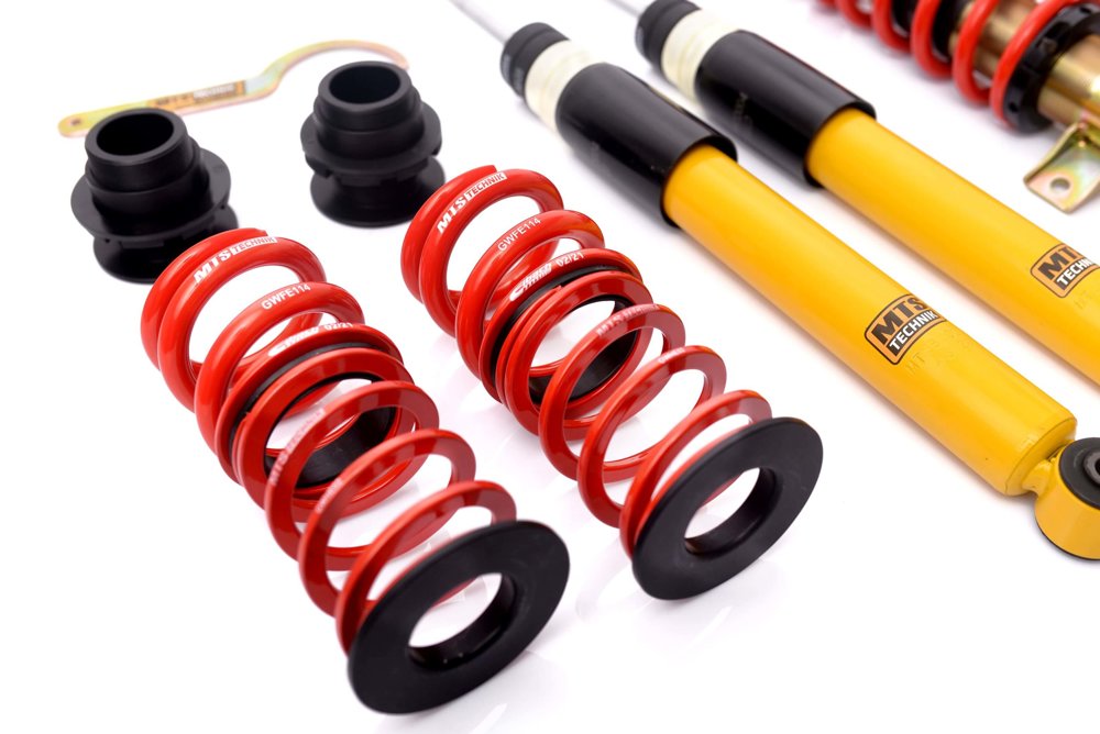 MTS Gewindefahrwerk SPORT + VA Uniball Domlager + PU Domlager HA | BMW E36 Limo / Coupe / Touring / Cabrio
